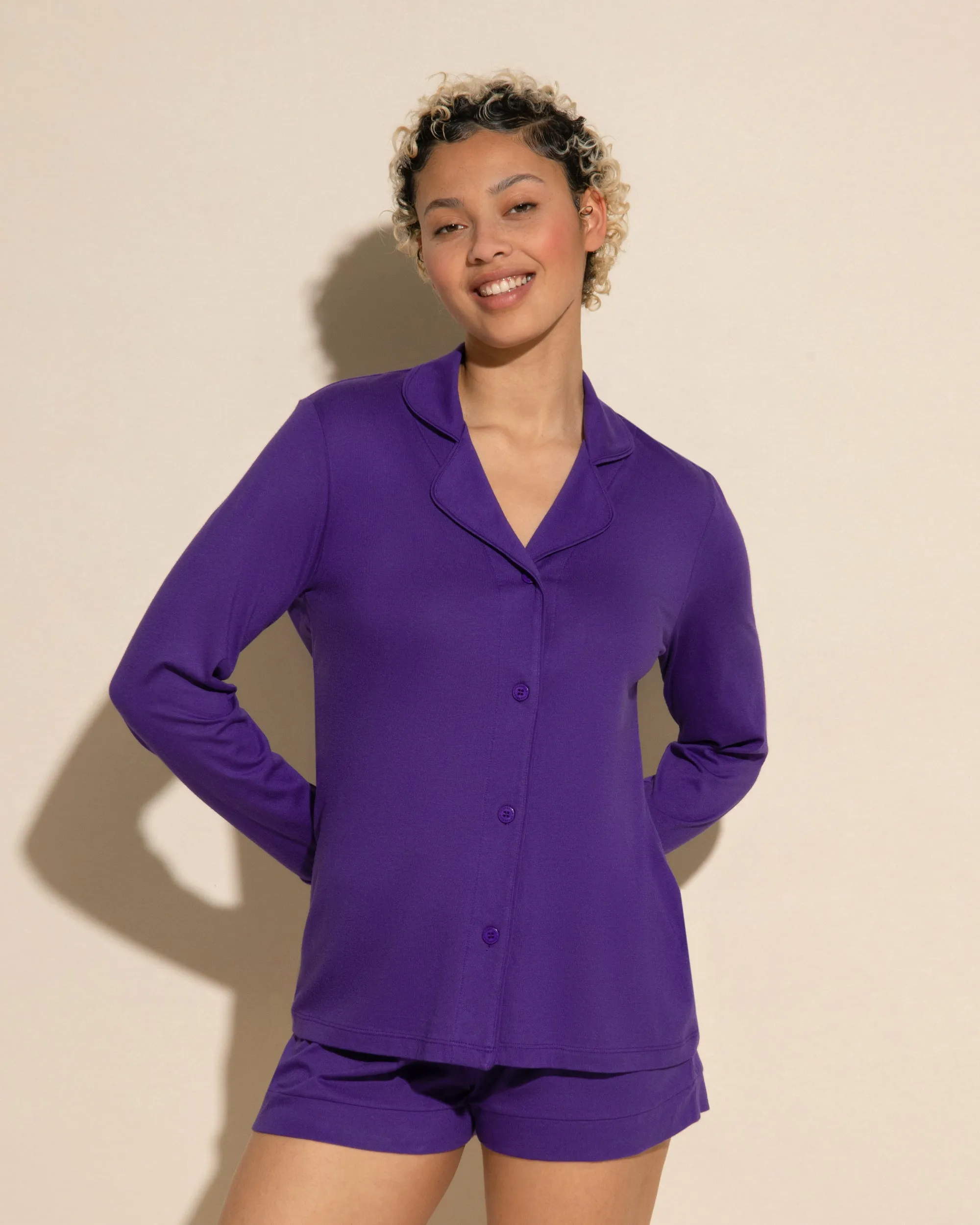 Langärmeliges Top & Boxer Pyjama-Set