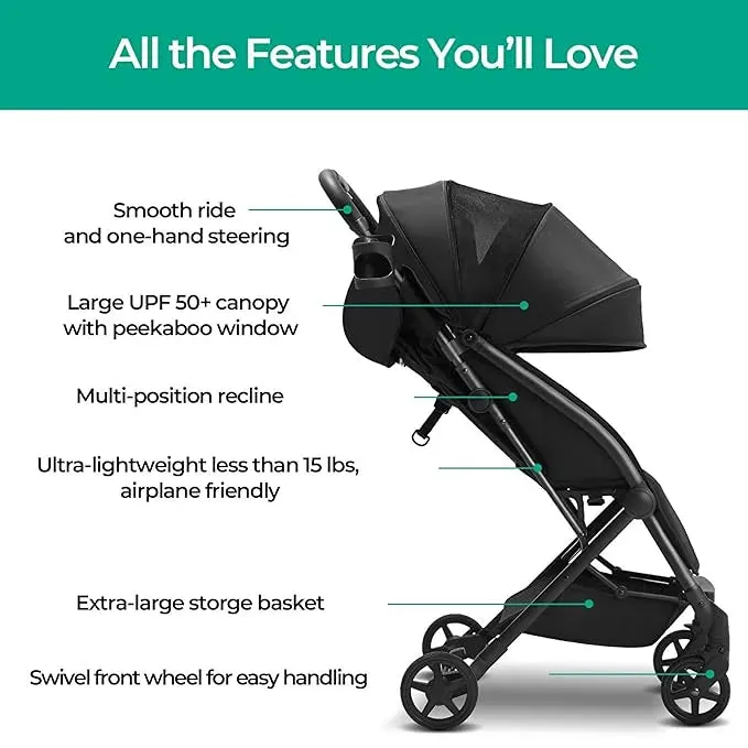 Lithe Lightweight Stroller - Black (See Description)