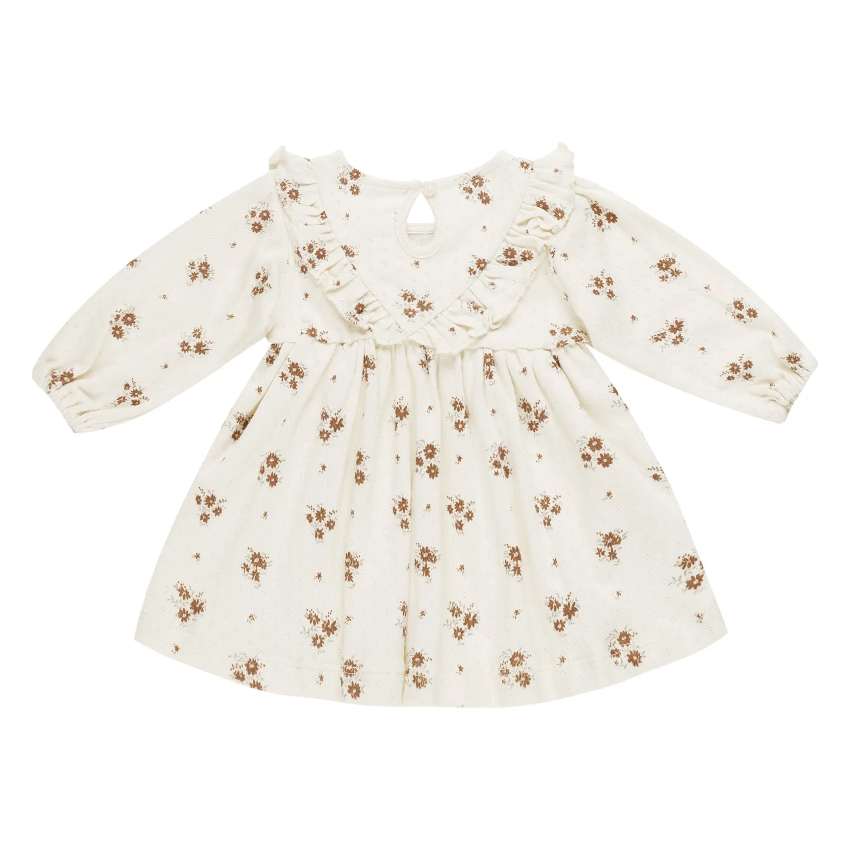 Long Sleeve Ruffle V Dress - Autumn Flora - Ivory - FINAL SALE