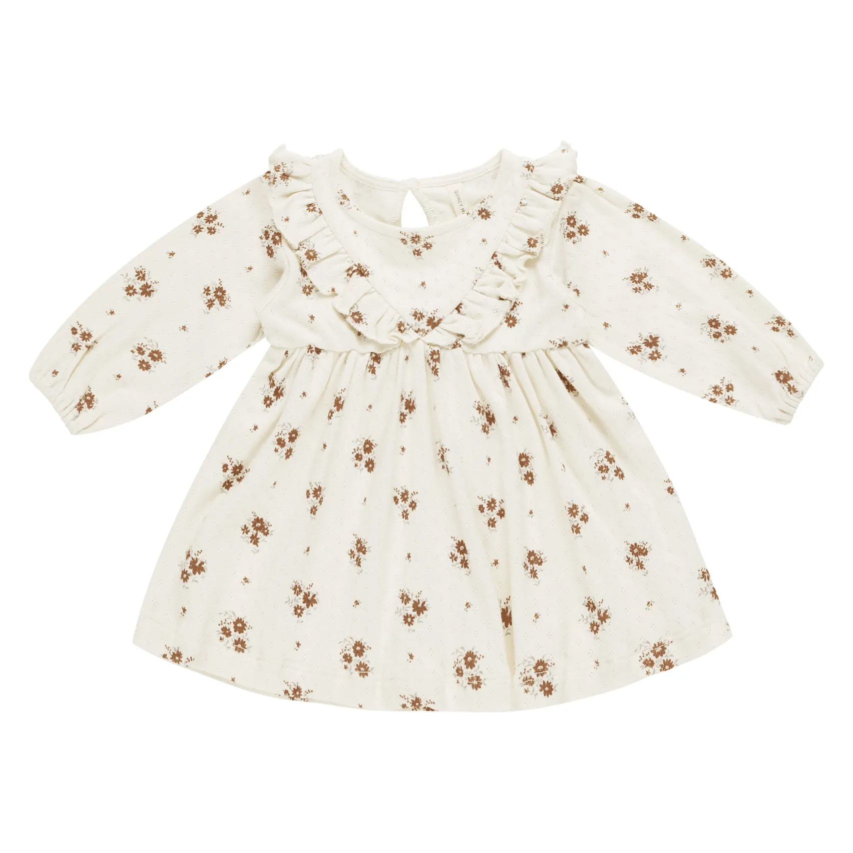 Long Sleeve Ruffle V Dress - Autumn Flora - Ivory - FINAL SALE