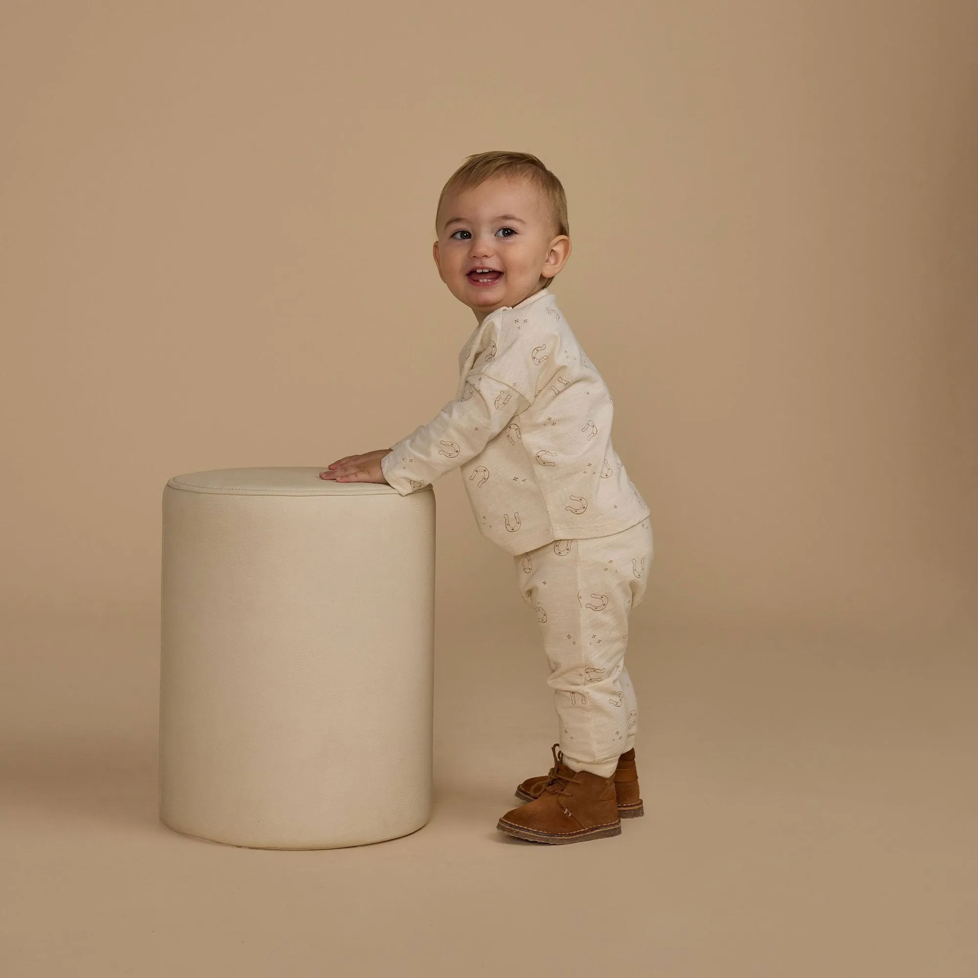 Long Sleeve Tee   Pant Set - Horseshoes - Natural - FINAL SALE