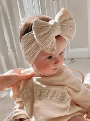 Luna   Luca Stretch Bow Headband - Cream
