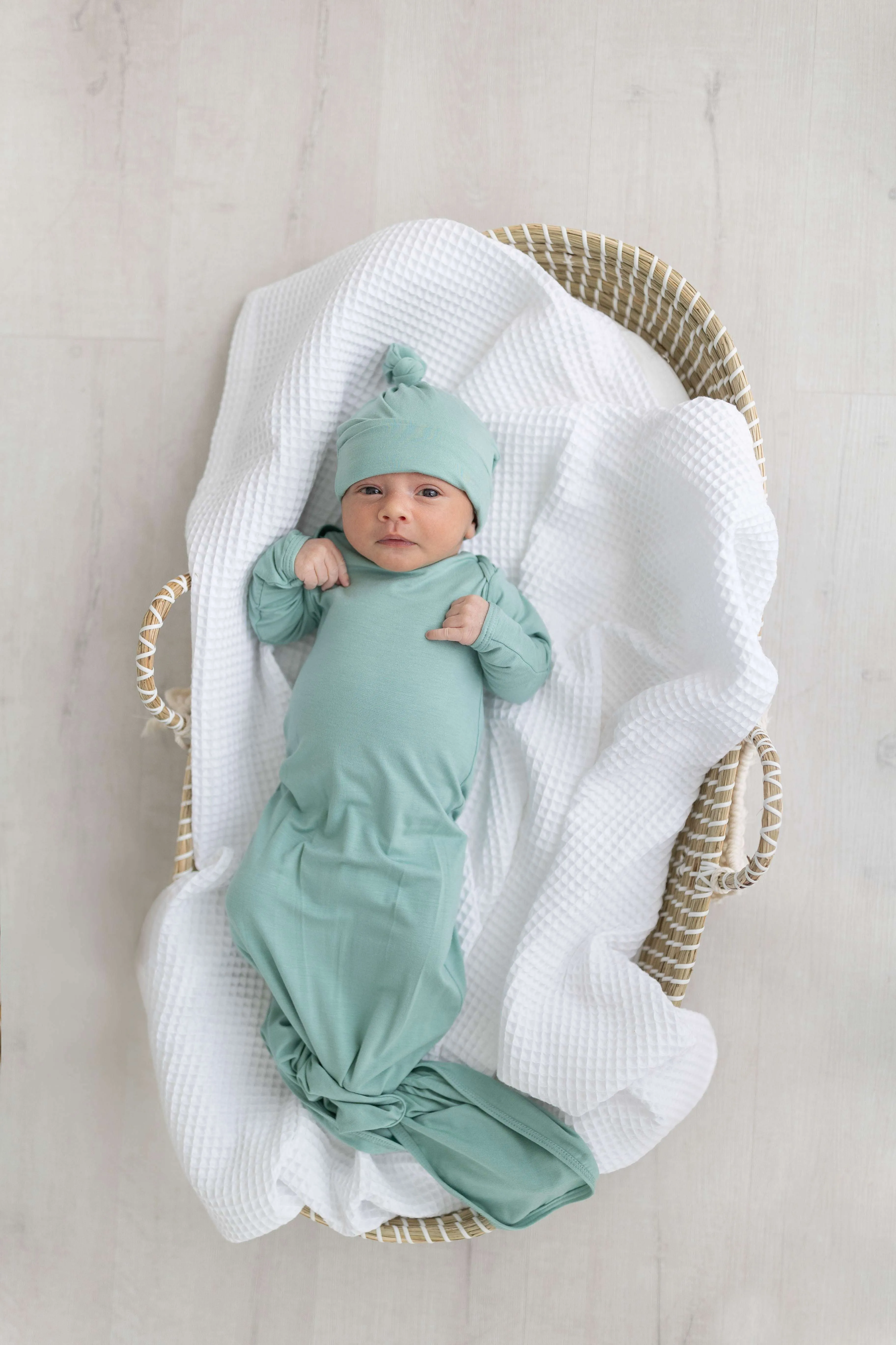Marley Knotted Baby Gown and Hat Set