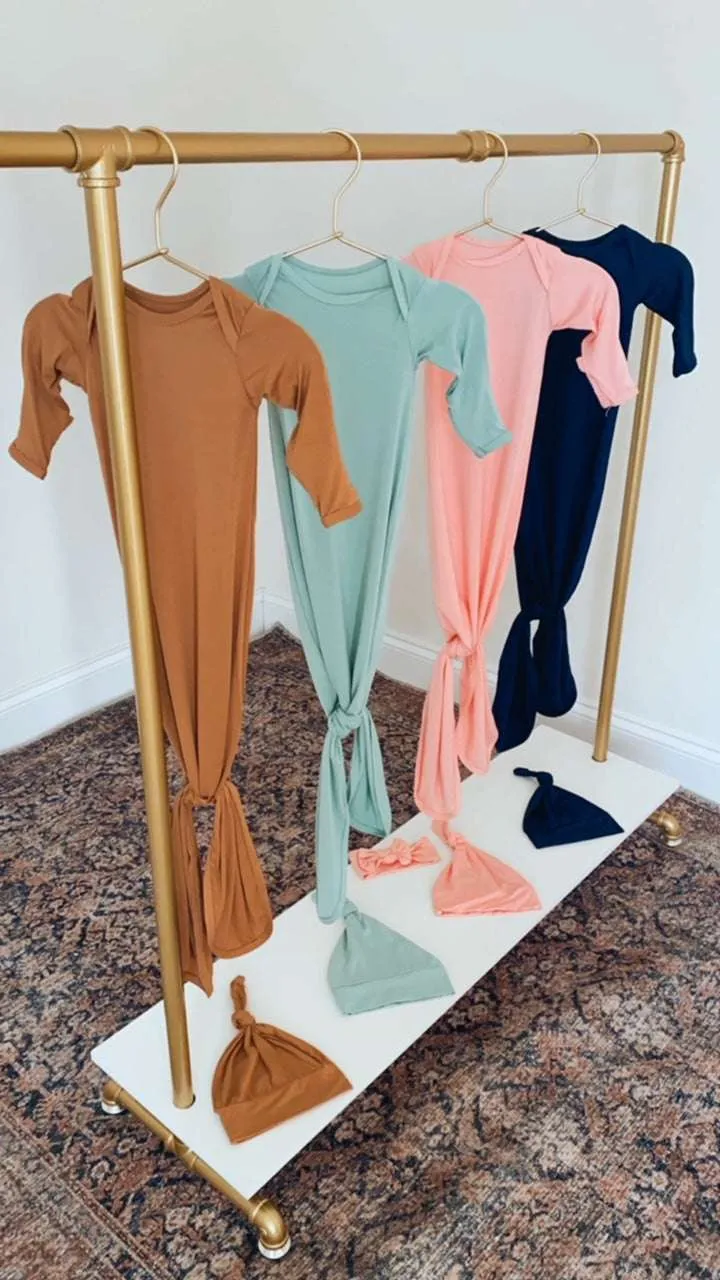 Marley Knotted Baby Gown and Hat Set