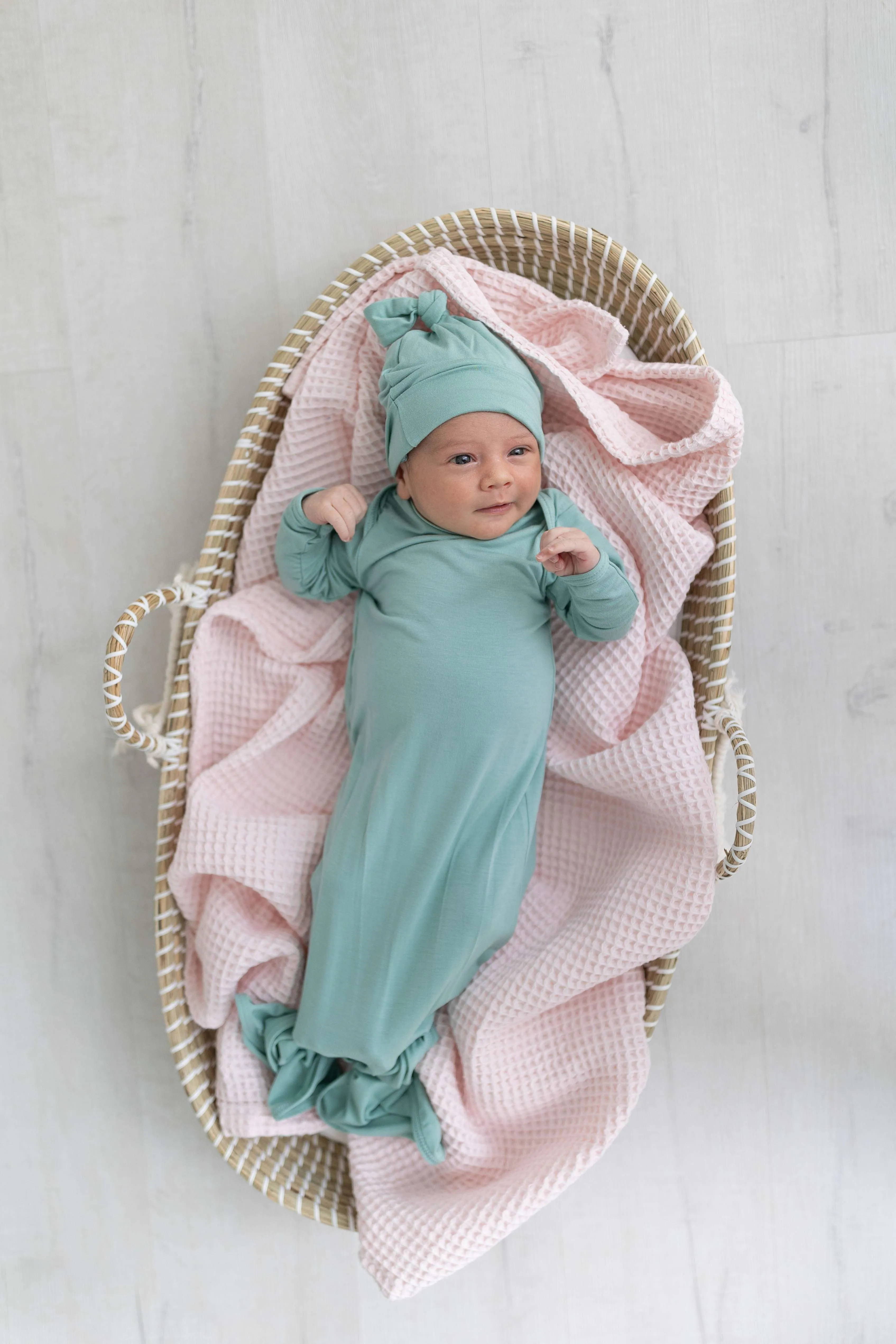 Marley Knotted Baby Gown and Hat Set