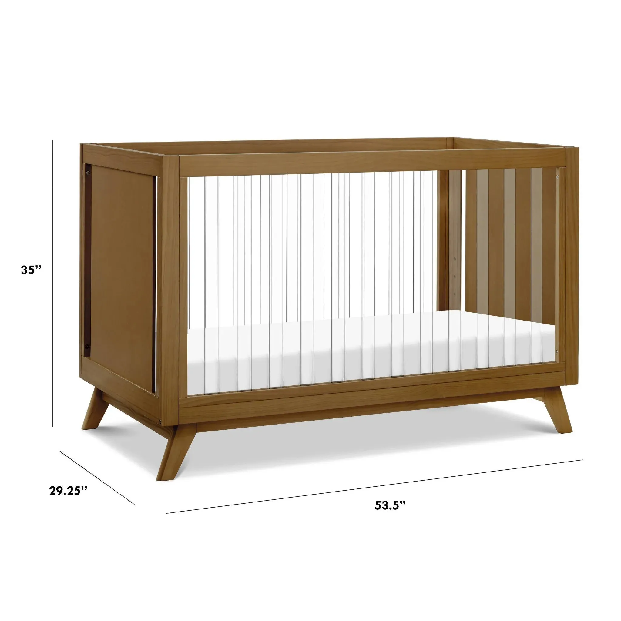 Otto 3-in-1 Convertible Crib with Acrylic - Walnut