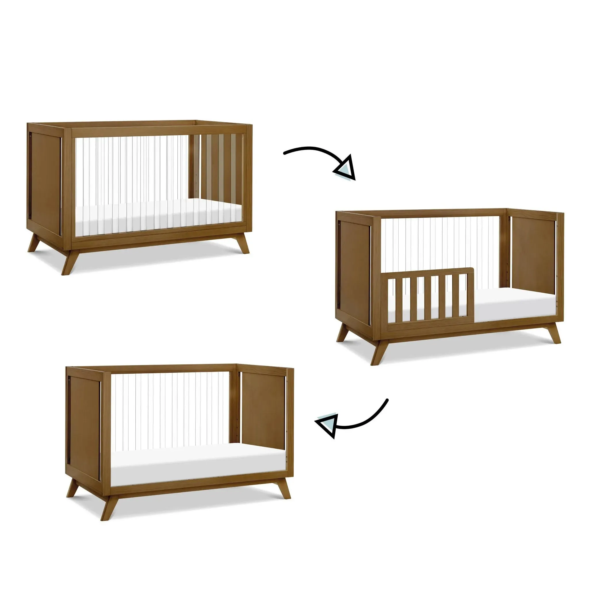 Otto 3-in-1 Convertible Crib with Acrylic - Walnut