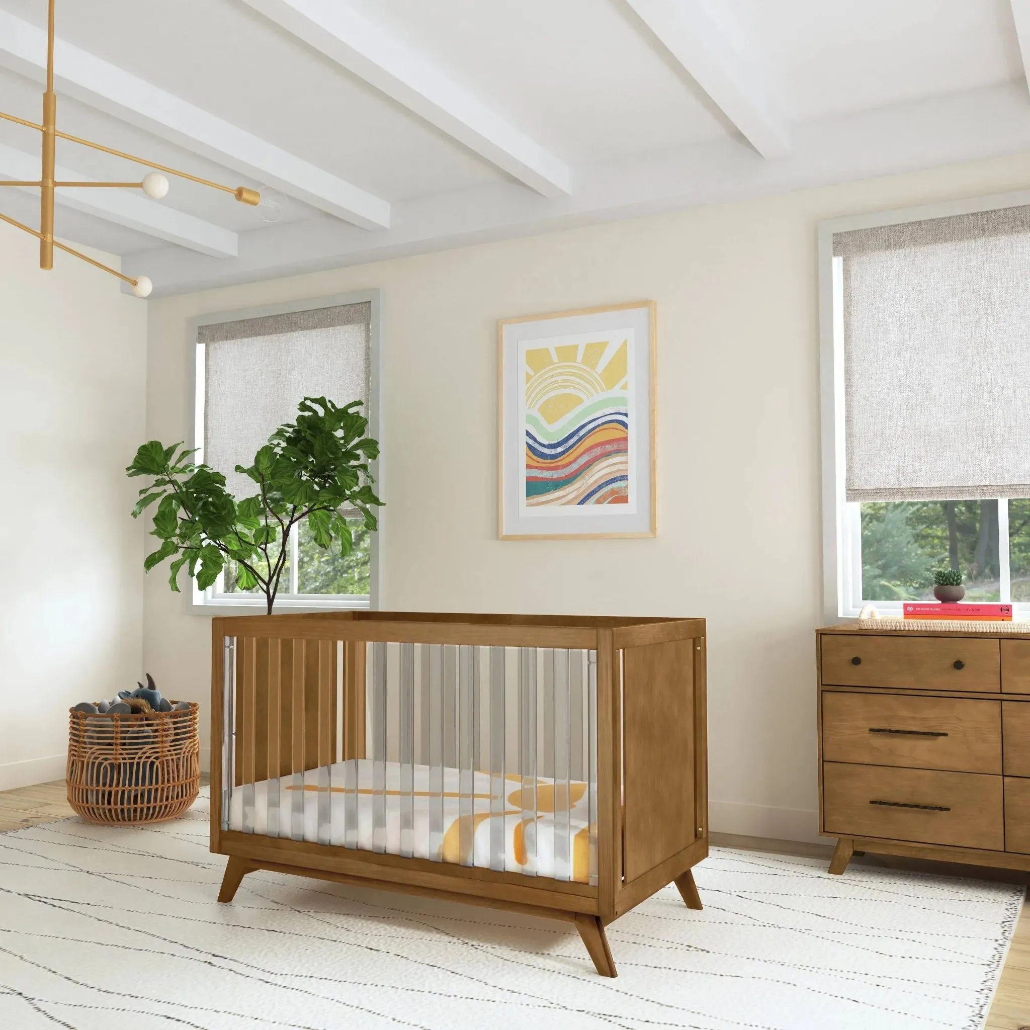Otto 3-in-1 Convertible Crib with Acrylic - Walnut