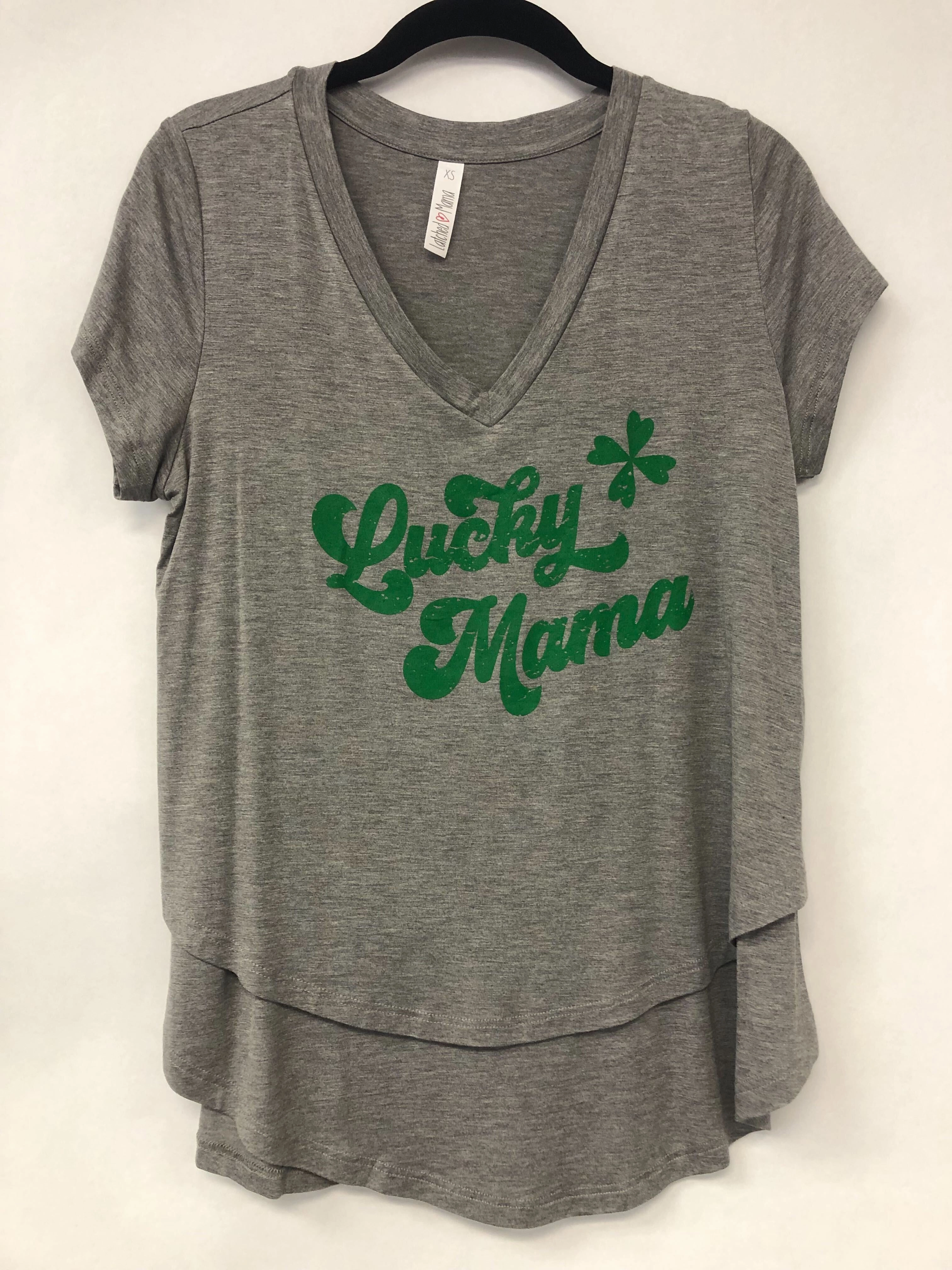 Outlet 6240 - Latched Mama Lucky Mama Nursing Tee - grey - Extra Small