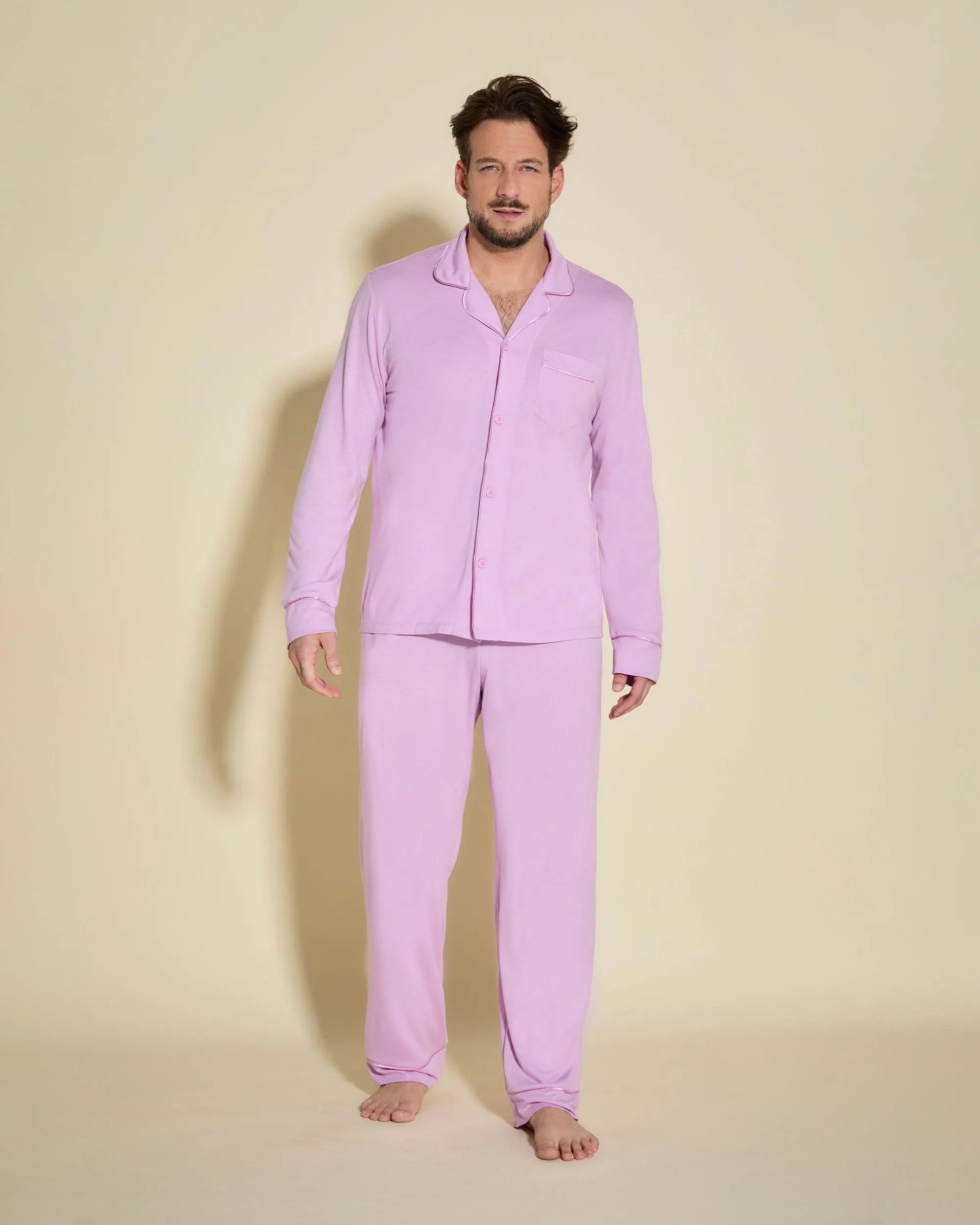 Pigiama Classico Da Uomo Con Top  Maniche Lunghe E Pantaloni