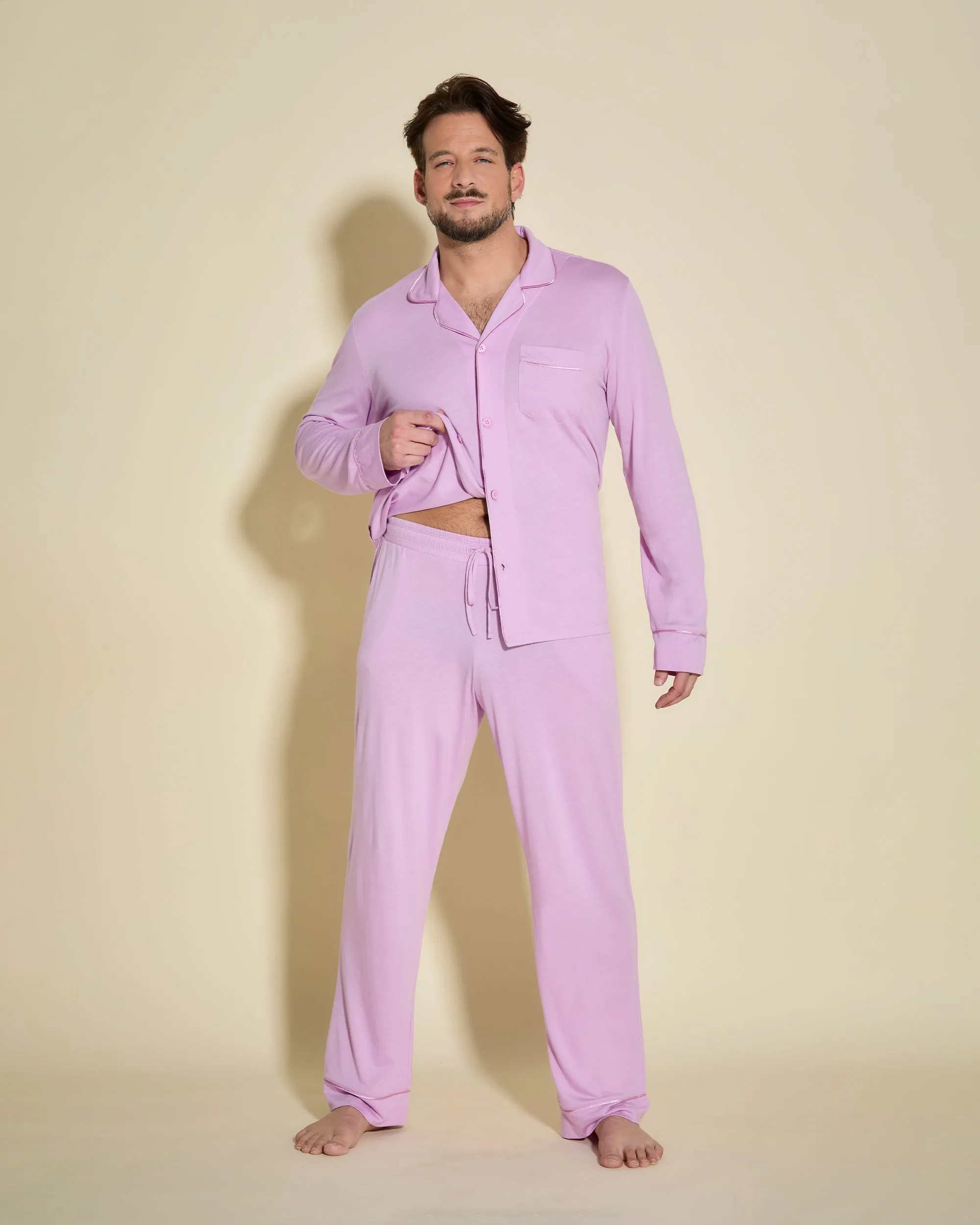 Pigiama Classico Da Uomo Con Top  Maniche Lunghe E Pantaloni
