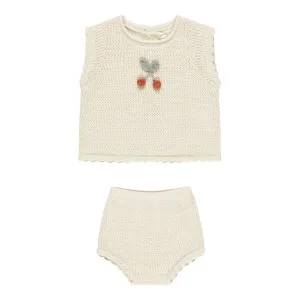 Scallop Crochet Baby Set - Cherry