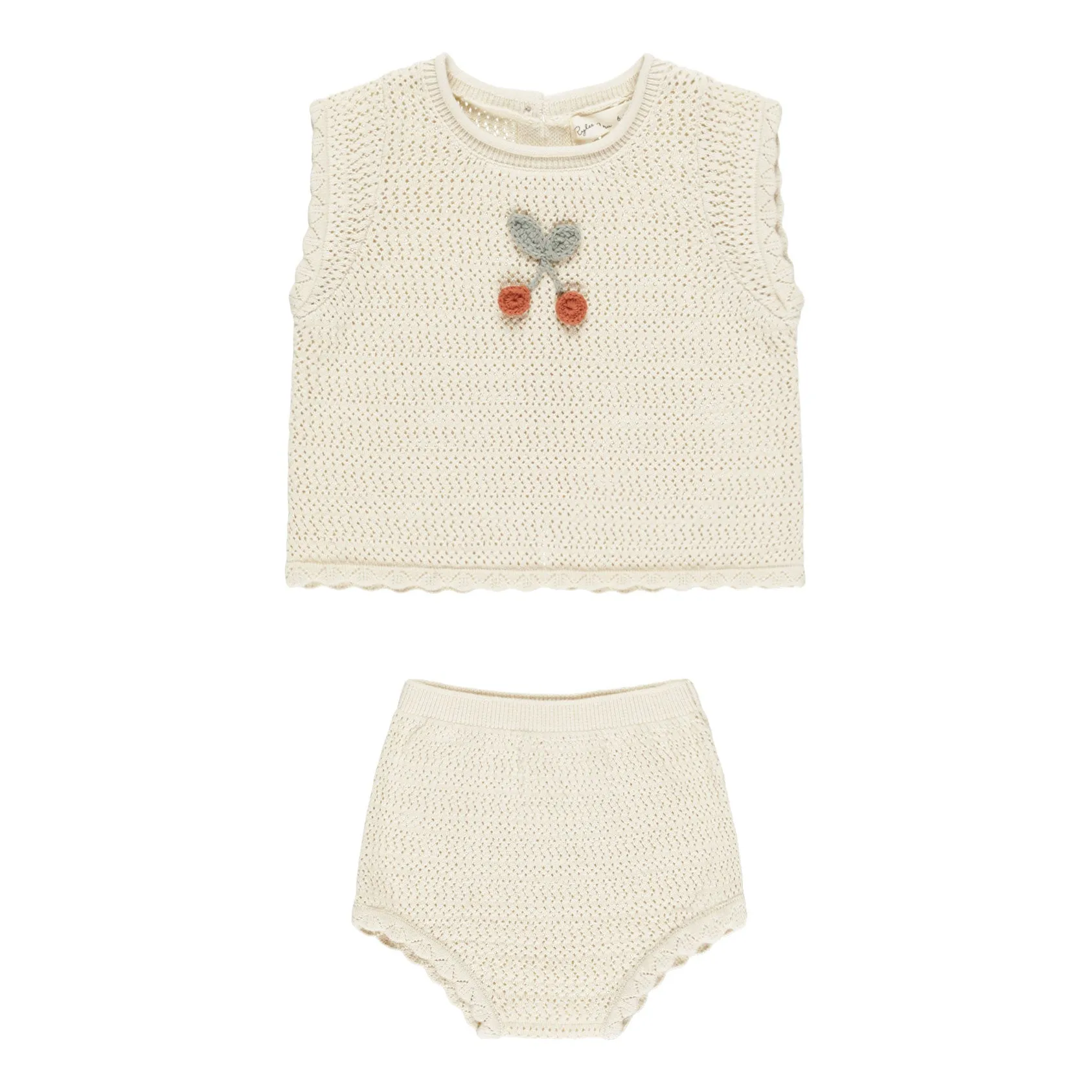 Scallop Crochet Baby Set - Cherry