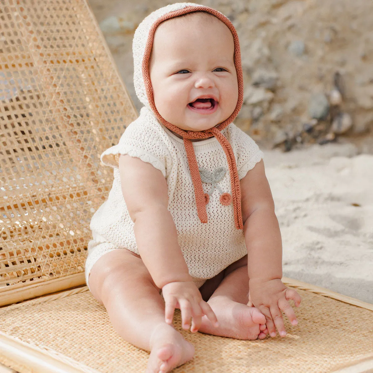 Scallop Crochet Baby Set - Cherry