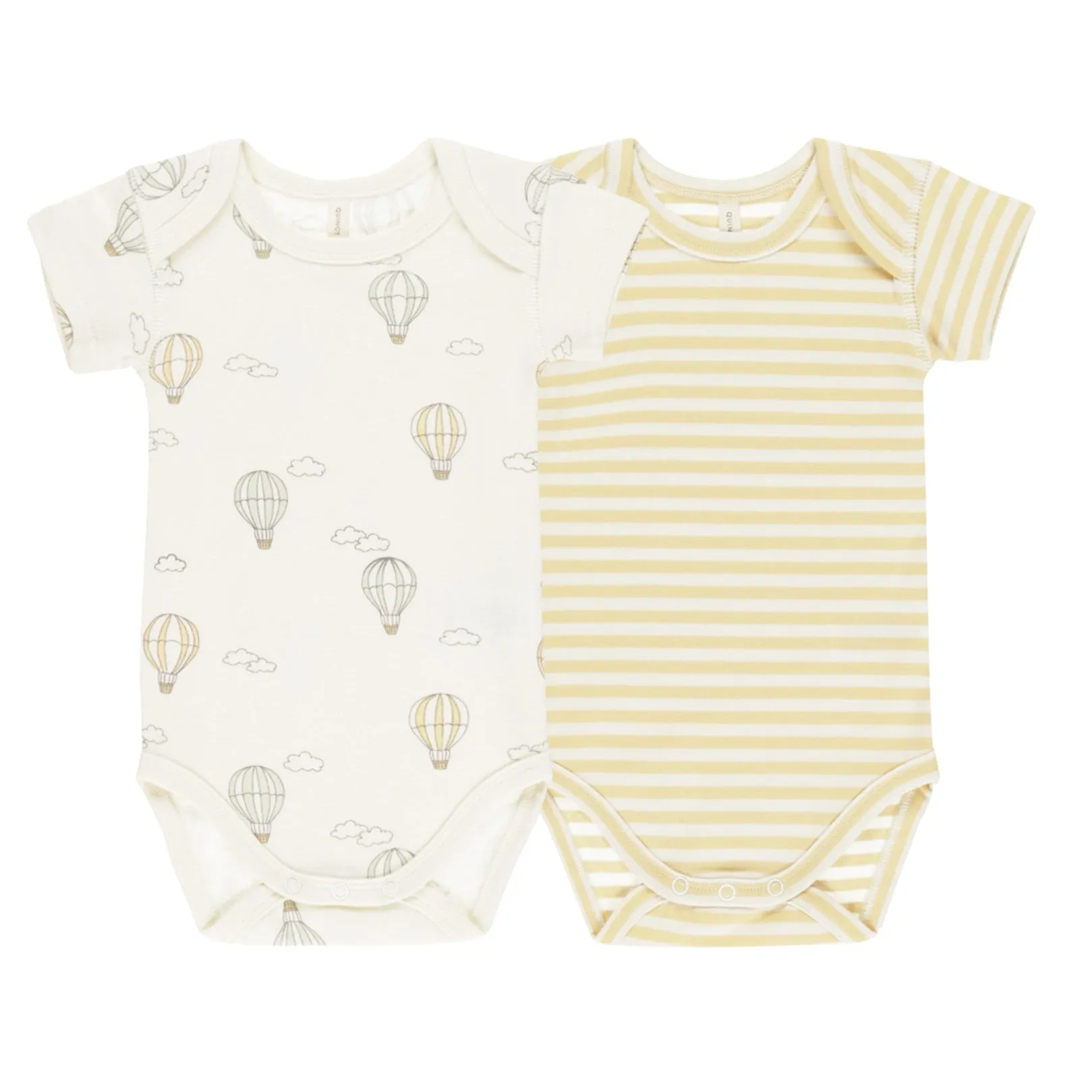 Short Sleeve Bodysuit - 2 Pack - Hot Air Balloons / Yellow Stripe