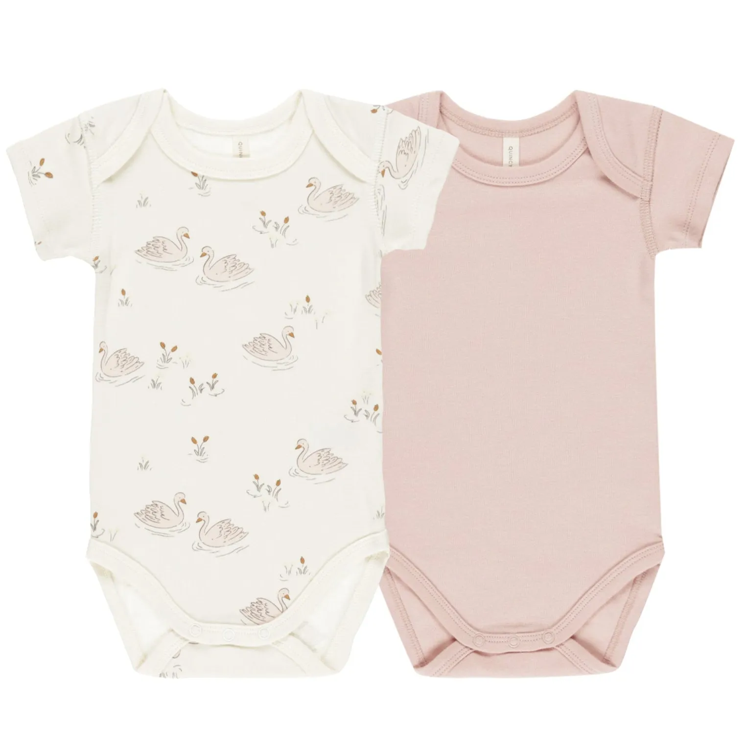 Short Sleeve Bodysuit - 2 Pack - Swans / Bubblegum