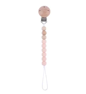 Silicone Beaded Pacifier Clip - Wood Top with 3 Holes