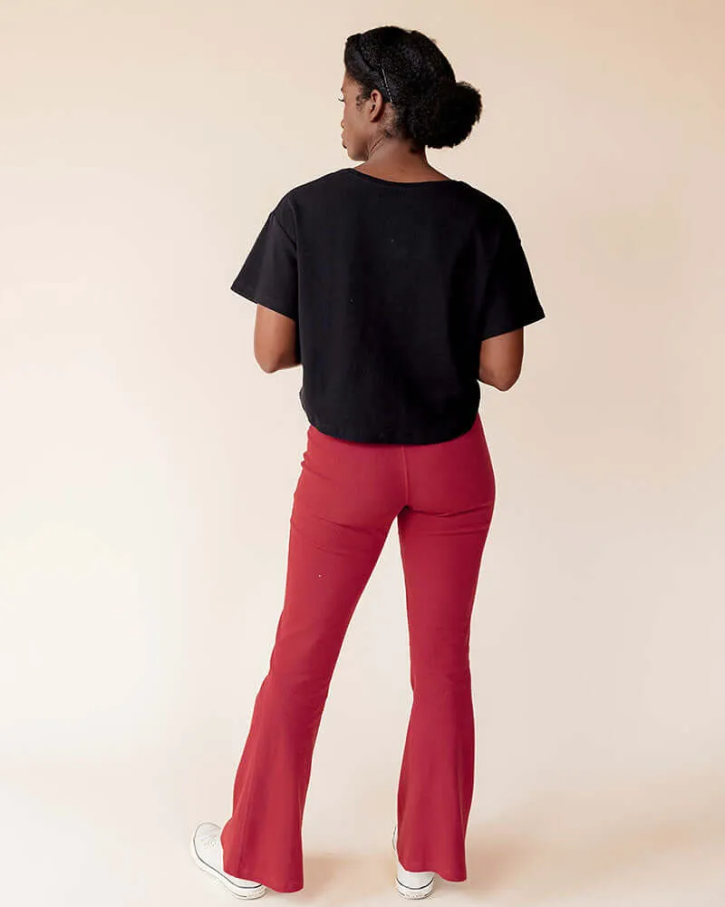 Stretch Rib Knit Maternity to Postpartum Flare Legging