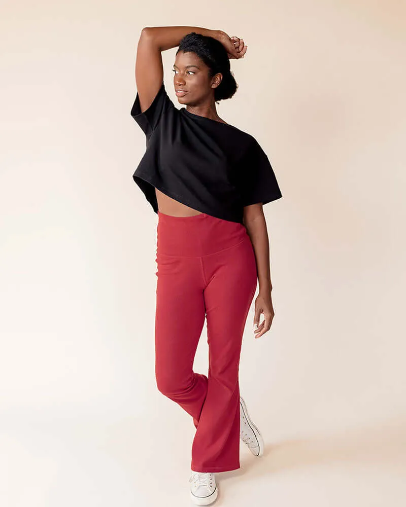 Stretch Rib Knit Maternity to Postpartum Flare Legging
