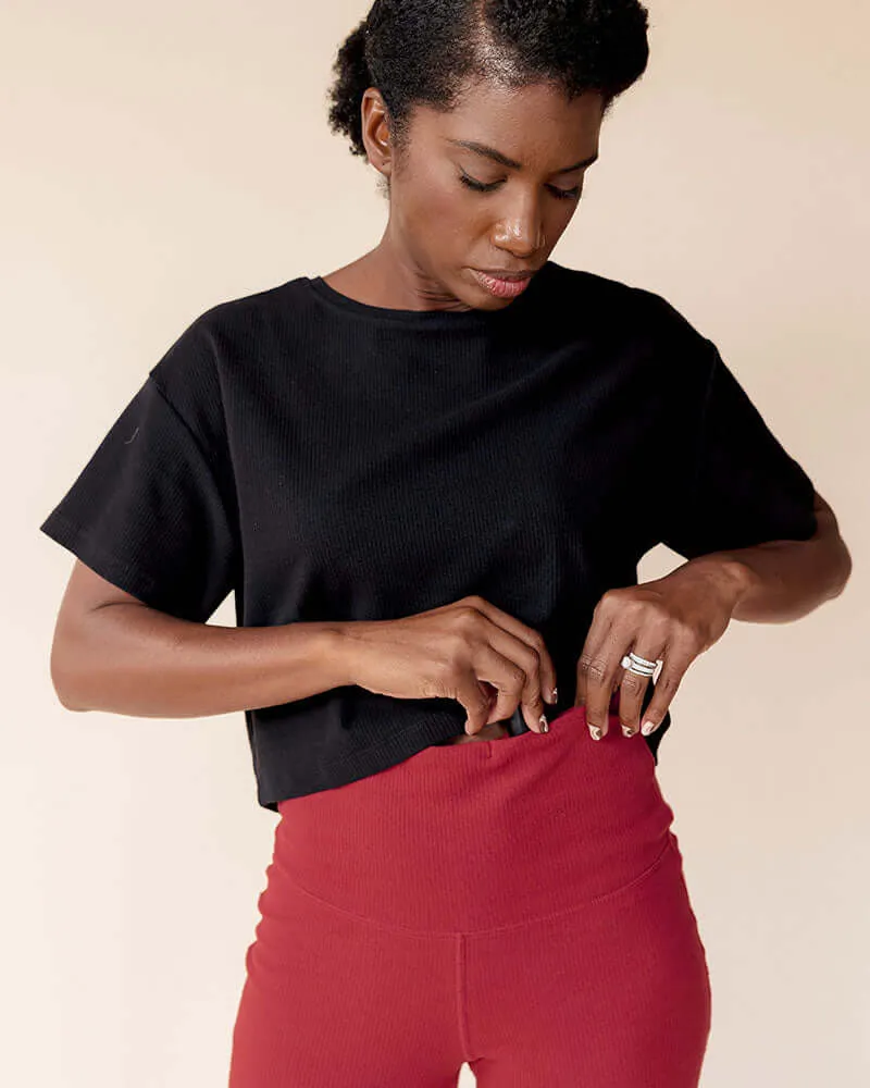Stretch Rib Knit Maternity to Postpartum Flare Legging