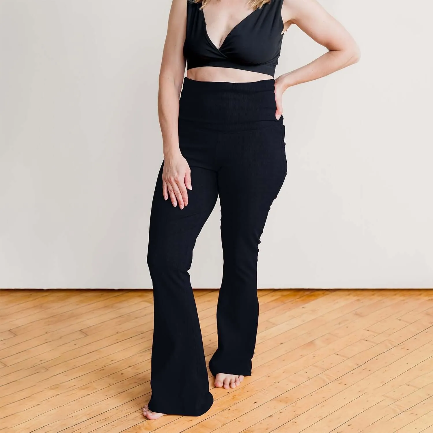 Stretch Rib Knit Maternity to Postpartum Flare Legging
