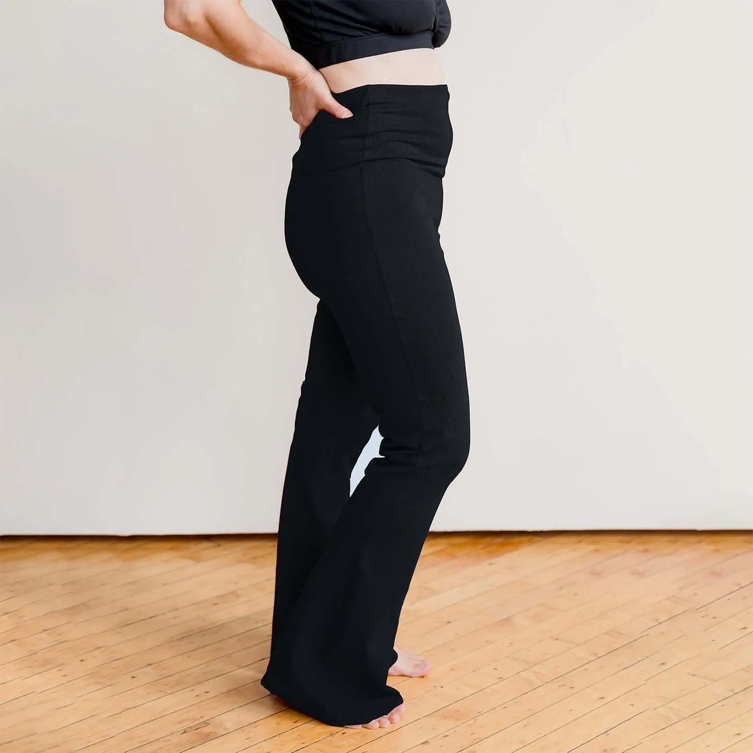 Stretch Rib Knit Maternity to Postpartum Flare Legging