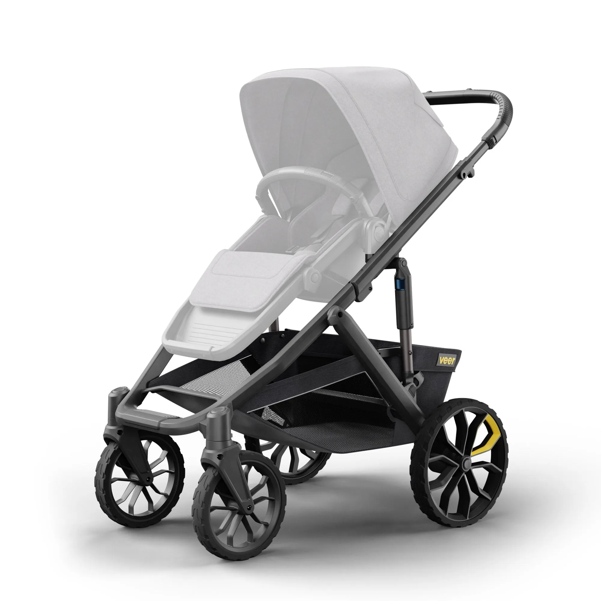 Veer Switch&Roll Leather Kit Luxe Bundle - &Roll Stroller Frame / Switchback Seat Luxe / Genuine Napa Leather Grips for Handle and Armbar - Saddle