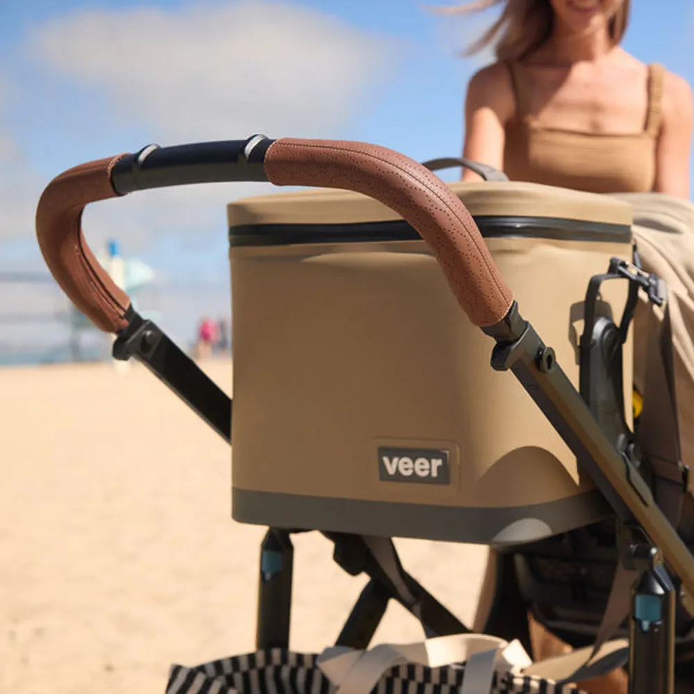 Veer Switch&Roll Leather Kit Luxe Bundle - &Roll Stroller Frame / Switchback Seat Luxe / Genuine Napa Leather Grips for Handle and Armbar - Saddle