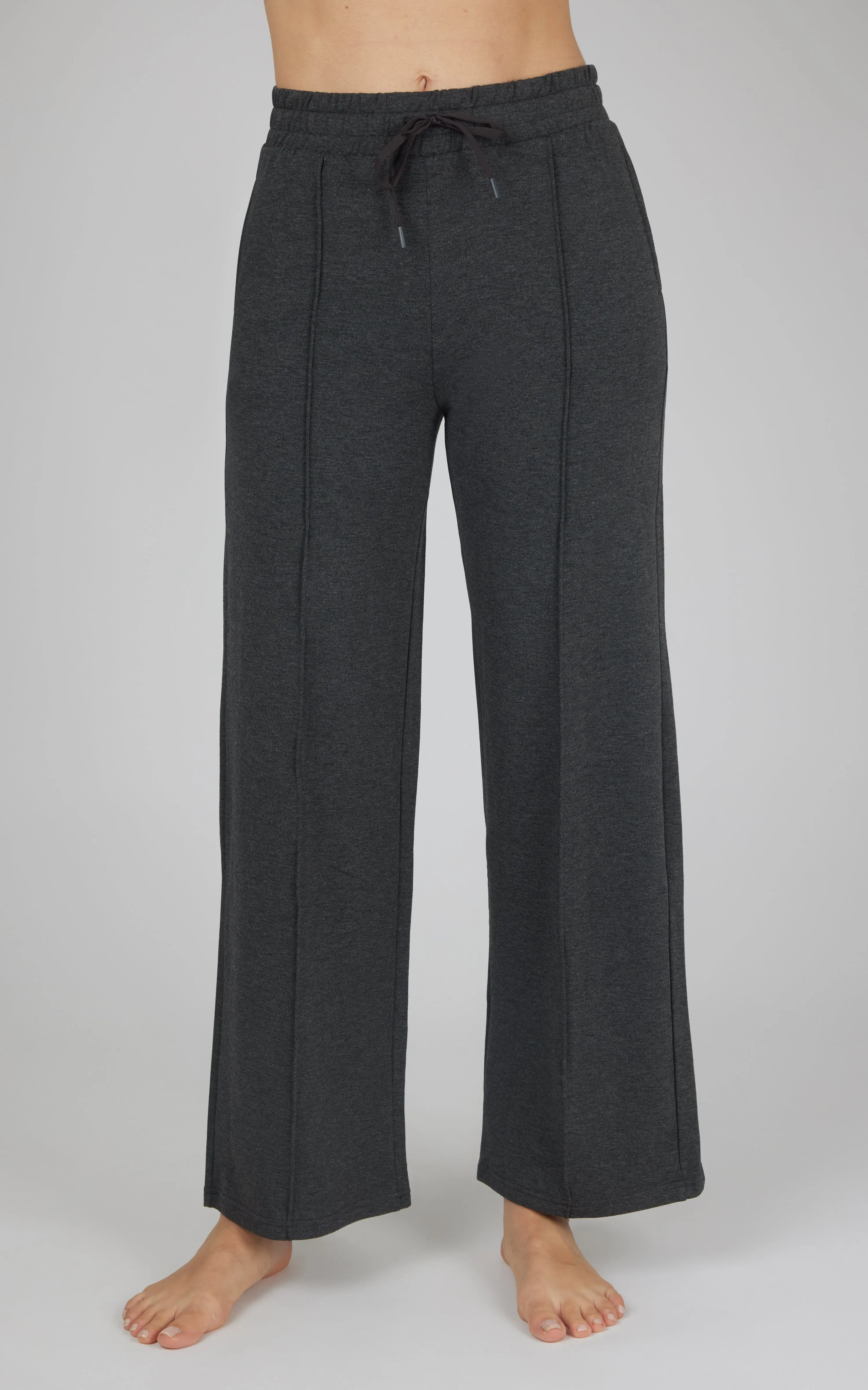 Velocity Brushed Terry Pintuck Seam Relaxed Wide Leg Pants