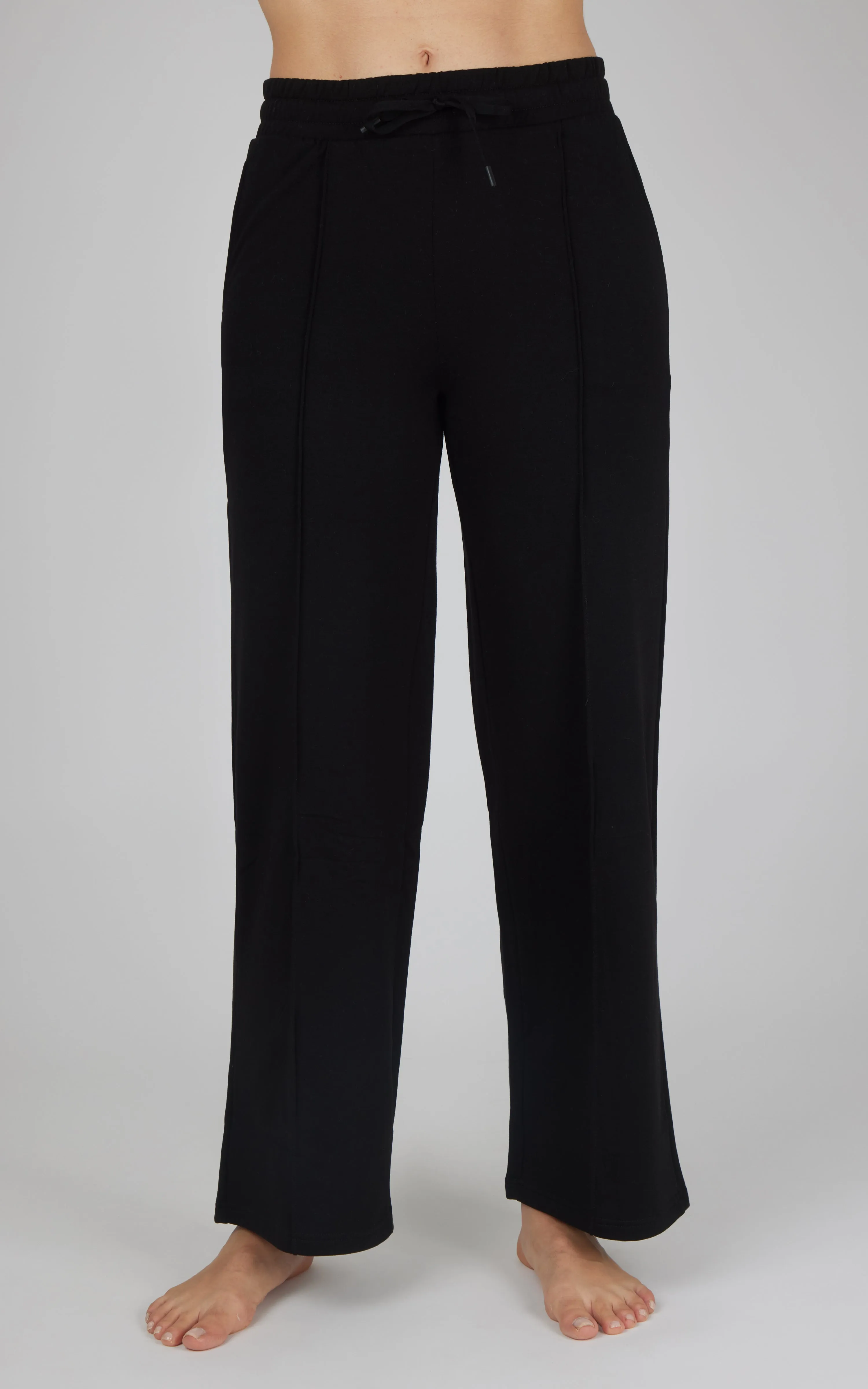 Velocity Brushed Terry Pintuck Seam Relaxed Wide Leg Pants