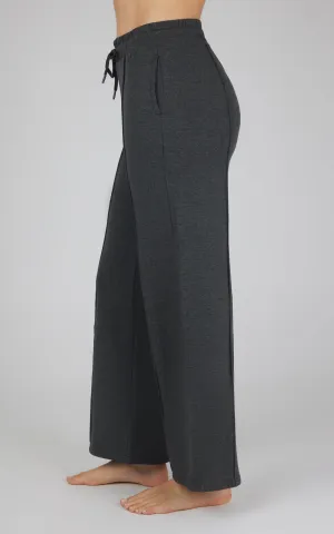 Velocity Brushed Terry Pintuck Seam Relaxed Wide Leg Pants