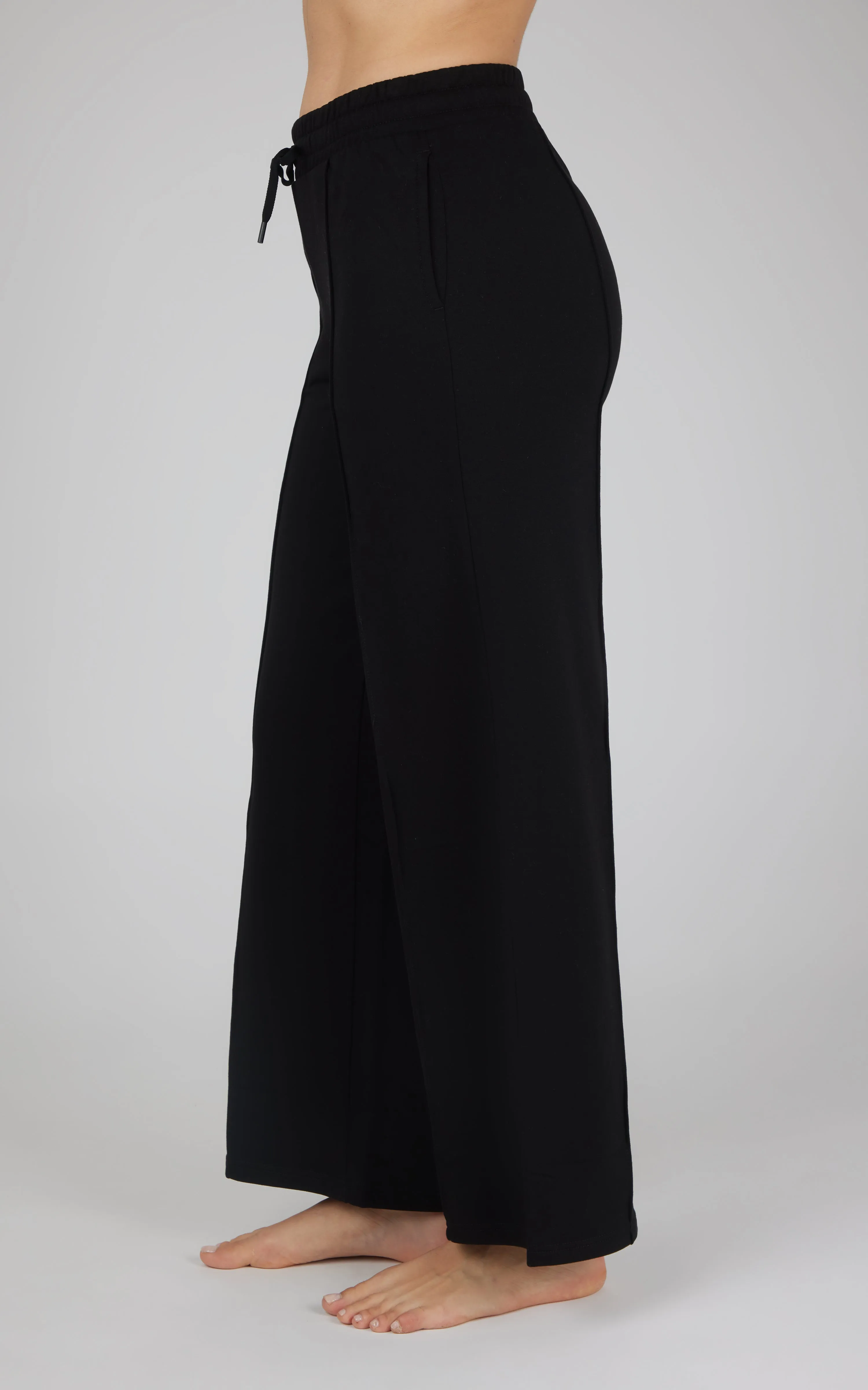 Velocity Brushed Terry Pintuck Seam Relaxed Wide Leg Pants
