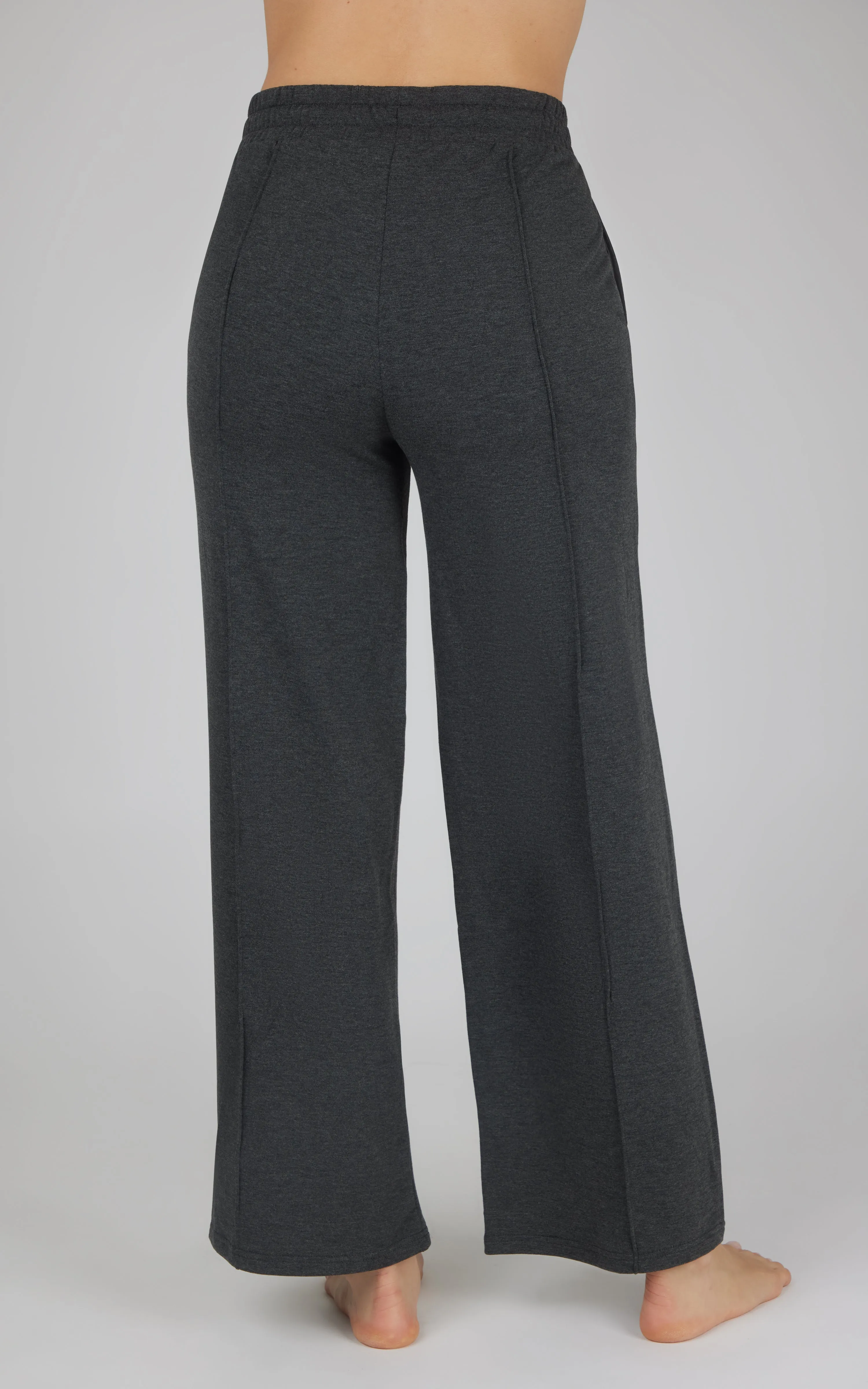Velocity Brushed Terry Pintuck Seam Relaxed Wide Leg Pants