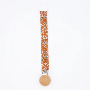 Wood Top Linen Pacifier Clip