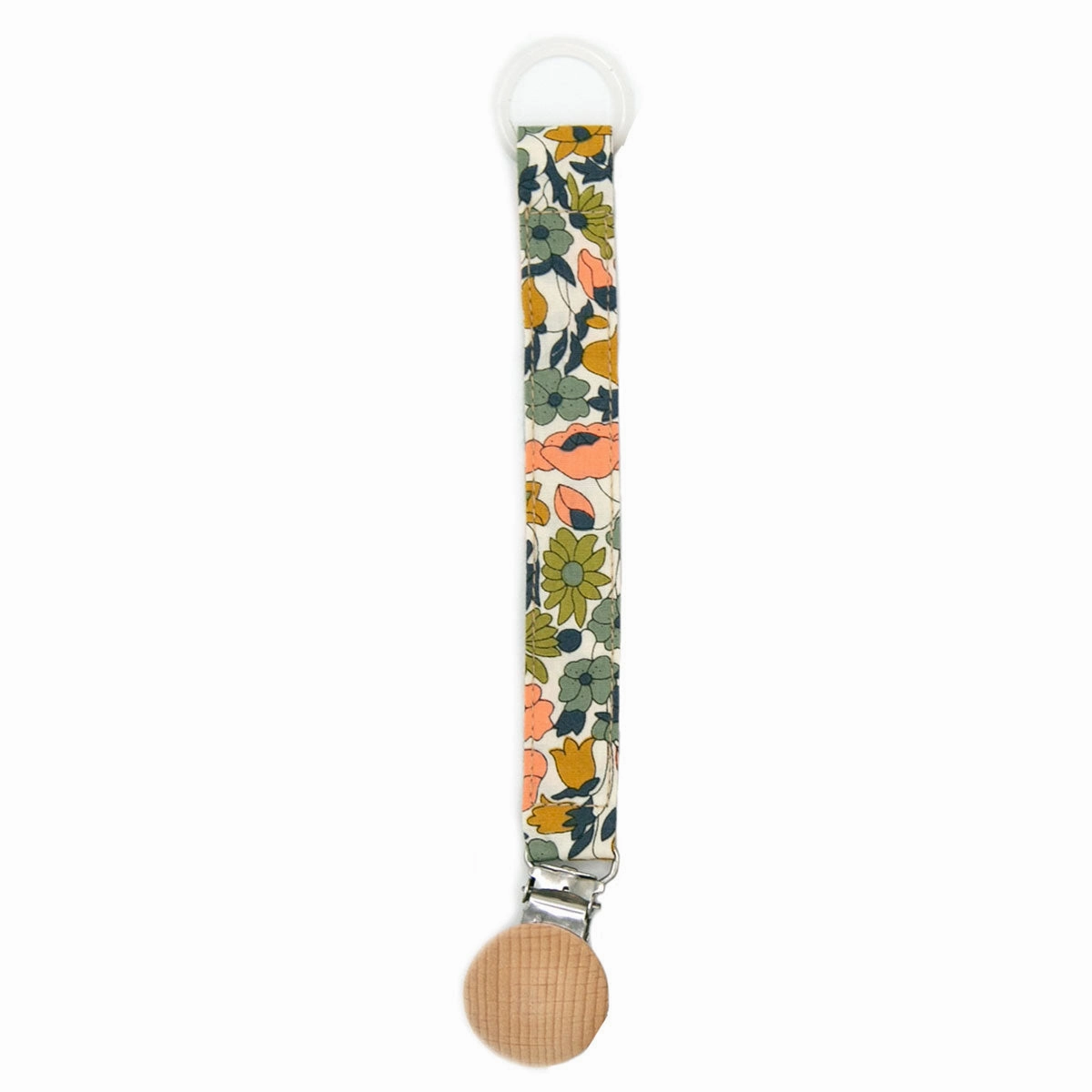 Wood Top Linen Pacifier Clip